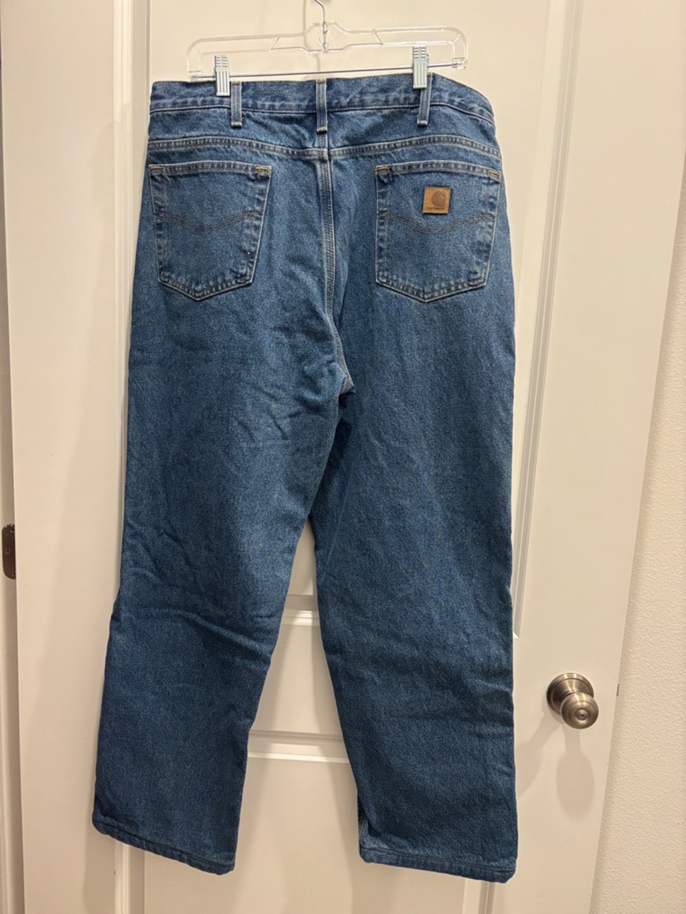 Carhartt Men's Straight Fit Denim Jeans in Blue Plaid Insulated 36X34 - Picture 4 of 5